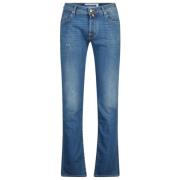 Jacob Cohën Blå Slim Fit Denim Jeans Kollektion Blue, Herr