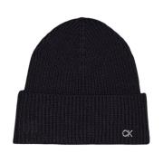 Calvin Klein Svart ullbeanie mössa unisex Black, Unisex