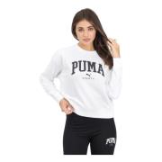 PUMA Vit Crewneck Tröja Höst Vinter White, Dam