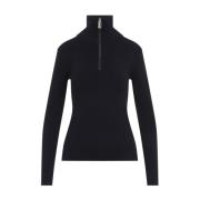 Victoria Beckham Blå Turtleneck Stickad Tröja Aw24 Blue, Dam