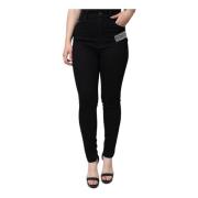 Dolce & Gabbana Svarta Skinny Denim Jeans med Logo Black, Dam