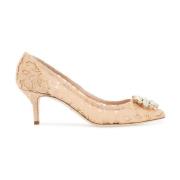 Dolce & Gabbana Charmant Spets Kristallblomma Pumps Pink, Dam