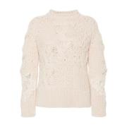 Ermanno Scervino Chunky Cable Stickad Blommig Tröja White, Dam