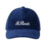 Saint Barth Sammet Baseballkeps med Strass Logo Blue, Unisex