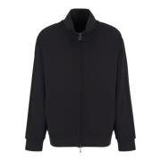 Emporio Armani Svart Double Jersey Full Zip Hoodie Black, Herr