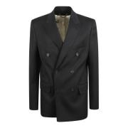 Golden Goose Svart Dubbelknäppt Blazer Ull Gabardin Black, Herr