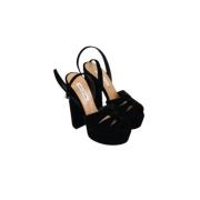 Aquazzura Pre-owned Pre-owned Tyg sandaler Black, Dam