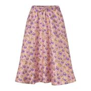 Lollys Laundry Elastisk Midja Midi Kjol Dammrosa Pink, Dam