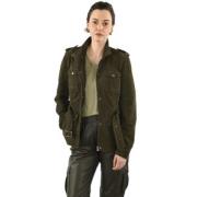 La Canadienne Sammet khaki läder safari jacka Green, Dam