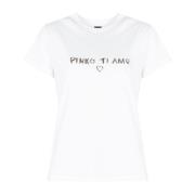 PINKO Minimalistisk T-shirt White, Dam