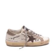 Golden Goose Vita/Taupe Lädersneakers med Färgblocksdesign White, Dam