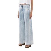 Peserico Denim Bomull Tencel Byxor med Fickor Blue, Dam