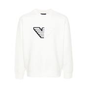 Emporio Armani Vit Logo Crew Neck Sweatshirt White, Herr