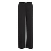 Ichi Casual stickade byxor för vardagsbruk Black, Dam