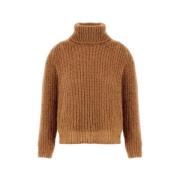 Herno Mohair-kashmirtröja med hög krage Brown, Dam