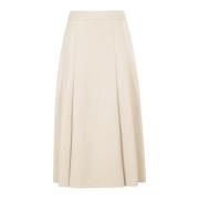 Essentiel Antwerp Faux Läder Midi Kjol Beige, Dam