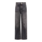 Brunello Cucinelli Svarta Denim Wide Leg Byxor Black, Dam