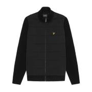 Lyle & Scott Stickad Hybrid Texturerad Dragkedja Genom Cardigan Black,...