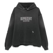 Represent Svart Huvtröja med Distressed Effekt Black, Herr