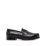 Sergio Rossi Svarta läderloafers med spänne detalj Black, Dam