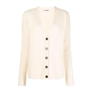 Jil Sander Ecru Ullstickad Kofta White, Dam