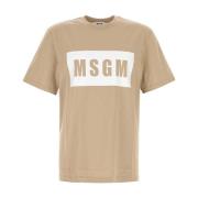 Msgm Bomull T-shirt i Beige Beige, Herr