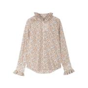 Apof Phoebe Liberty Print Ruffle Blus Beige, Dam