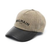 Balmain Grön Bomull Casual Canvas Keps Green, Herr