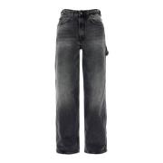 Haikure Sliten Bomull Denim Straight Leg Jeans Black, Dam