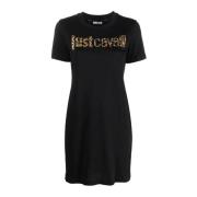 Just Cavalli Kortärmad Svart Bomull Jersey Klänning Black, Dam