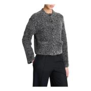 Vince Herringbone Cardigan Jacka Black, Dam