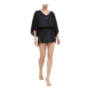 Trussardi Vattenfärg Logo Kaftan Klänning Black, Dam