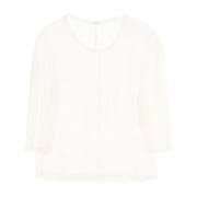 By Malene Birger Linneblus med V-ringning och Fransade Kanter White, D...