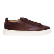 Santoni Sportiga Lädersneakers Brown, Herr