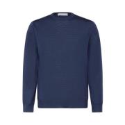 Boglioli Crewnecktröja i ren virgin wool Blue, Herr