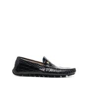 Billionaire Svart läder avslappnad moccasin loafers Black, Herr