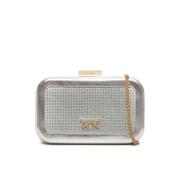 Pinko Metallisk Laminerad Clutch med Zirkonia Detaljer Gray, Dam