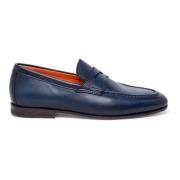 Santoni Herr läder penny loafer Blue, Herr