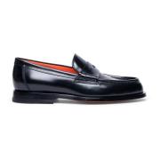 Santoni Slip-On Ballerina Loafers Black, Dam