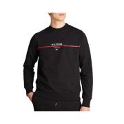 Tommy Hilfiger Svart Tröja med Centralt Logotyp Black, Herr