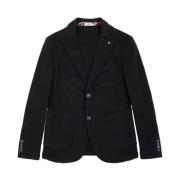 Gianni Lupo Svart Slim Fit Blazer Jacka Black, Herr