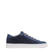 P448 Blå Mocka Sneakers med Perforerad Logotyp Blue, Herr