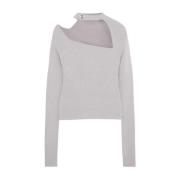 Simkhai Beige Tröja med Asymmetrisk Mockneck Beige, Dam