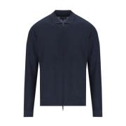 Emporio Armani Marinblå Ribbstickad Kofta Blue, Herr