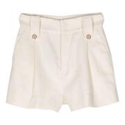 Twinset Elegant Beige Bomull Linne Shorts Beige, Dam