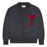 Ami Paris Casual Grå Ull Cardigan Gray, Dam