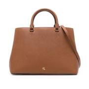 Ralph Lauren Hanna 37 Stor Satchel-väska Brown, Dam