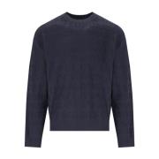 Emporio Armani Navy Blue Monogram Crewneck Jumper Blue, Herr