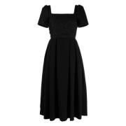 Self Portrait Elegant Svart Boucle Midi Klänning Black, Dam