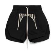 Rick Owens Svarta Canvas Elastiska Dragsko Shorts Black, Herr